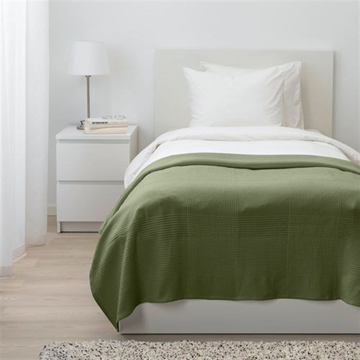 IKEA INDIRA Tek Kişilik Yatak Örtüsü Koyu Yeşil | Ereyon