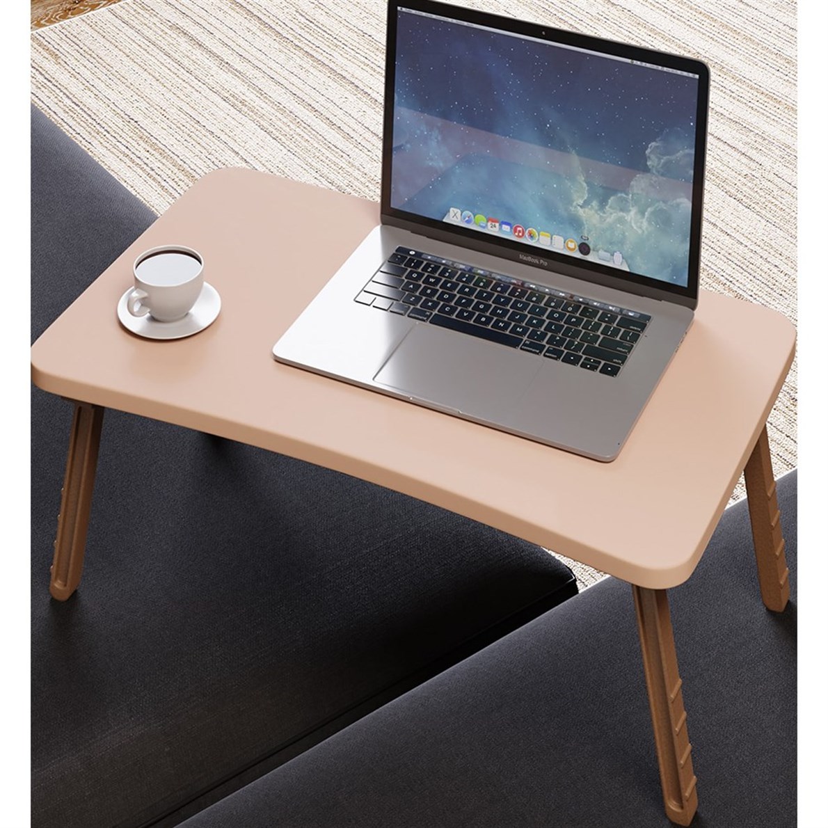 interGO Renkli Laptop Sehpası Katlanabilir Yatak Koltuk Üstü Kahvaltı Sehpası LAPTOP1 Cappuccino