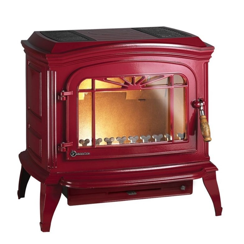 Invicta Bradford Kırmızı 9 kw İthal Döküm Şömine Soba