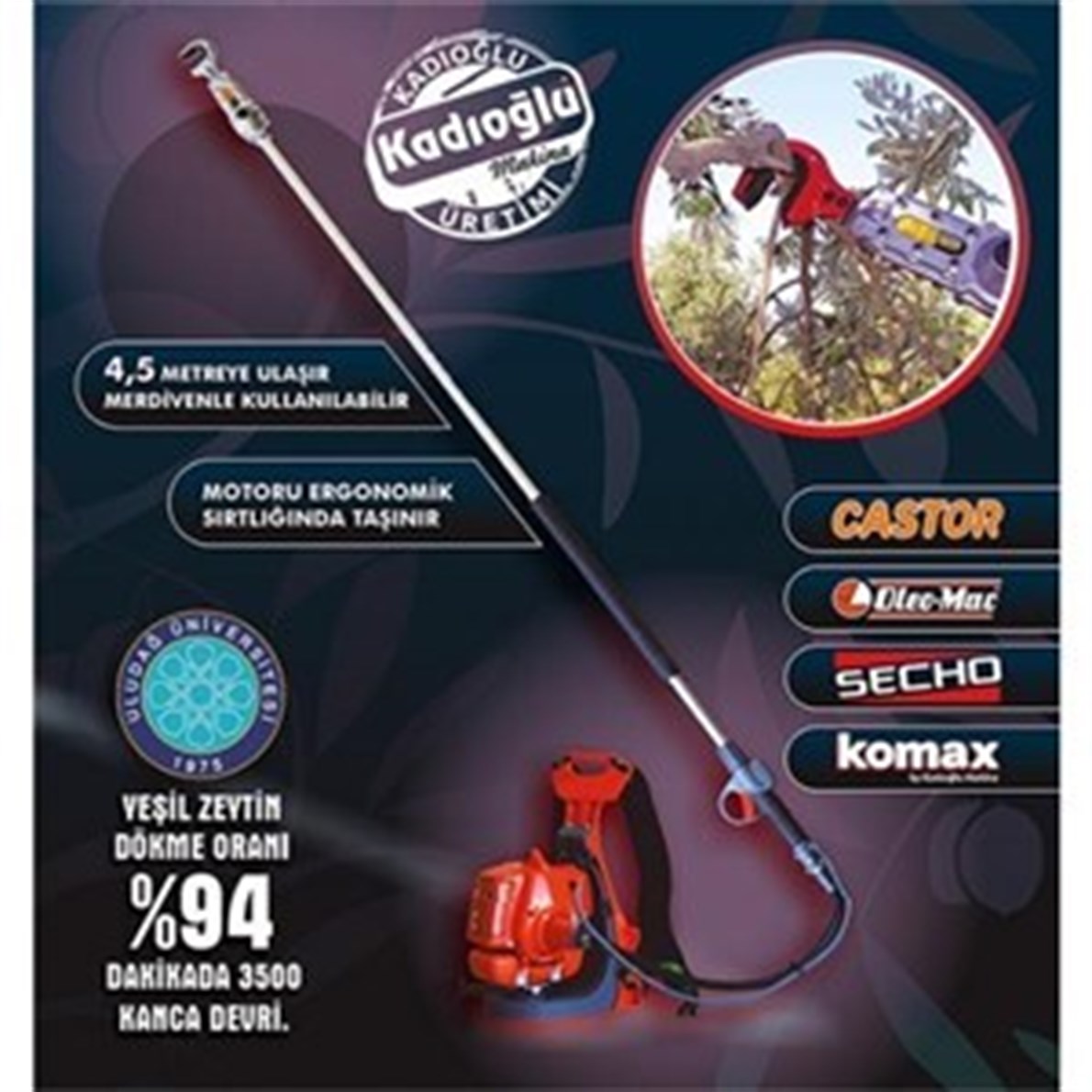 Kadıoğlu Emr-400 Datsu TR555 Motorlu Zeytin Toplama Makinesi + Tırpan aparatı