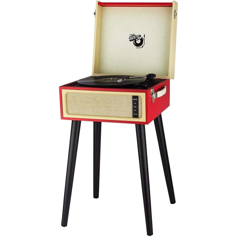 Ktools Retro Deri K216 Bluetooth Nostaljik Ayaklı Pikap Kırmızı