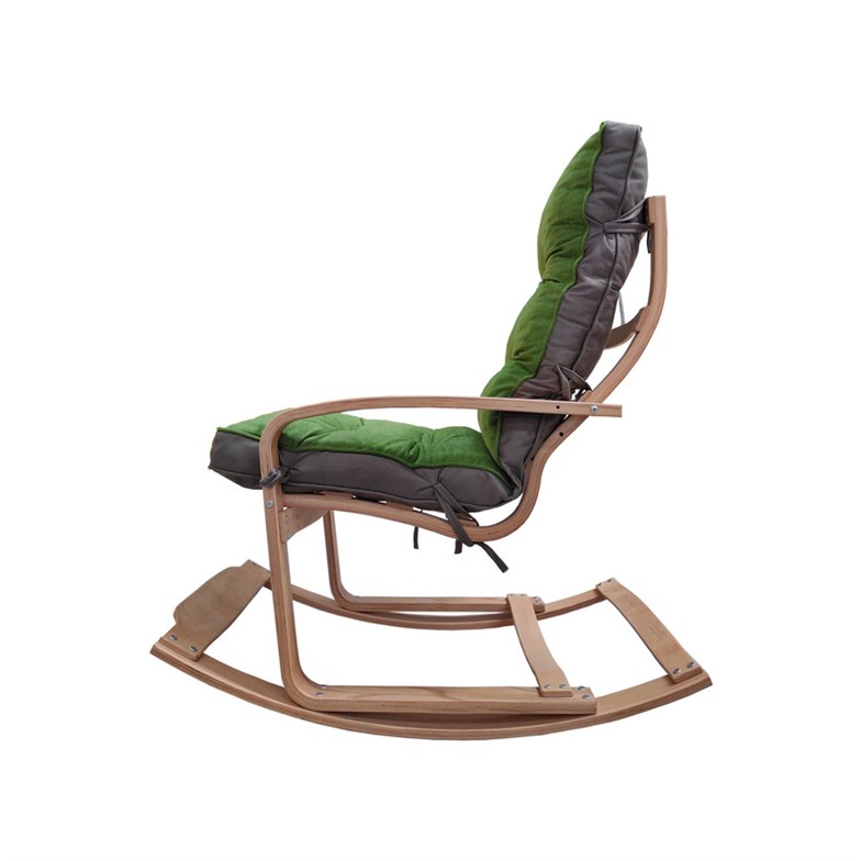 Mobildeco Şehzade Ahşap Sallanan Sandalye Ve Dinlenme Koltuğu Çift Renk  (Yeşil/Füme) Doğal - Ereyon
