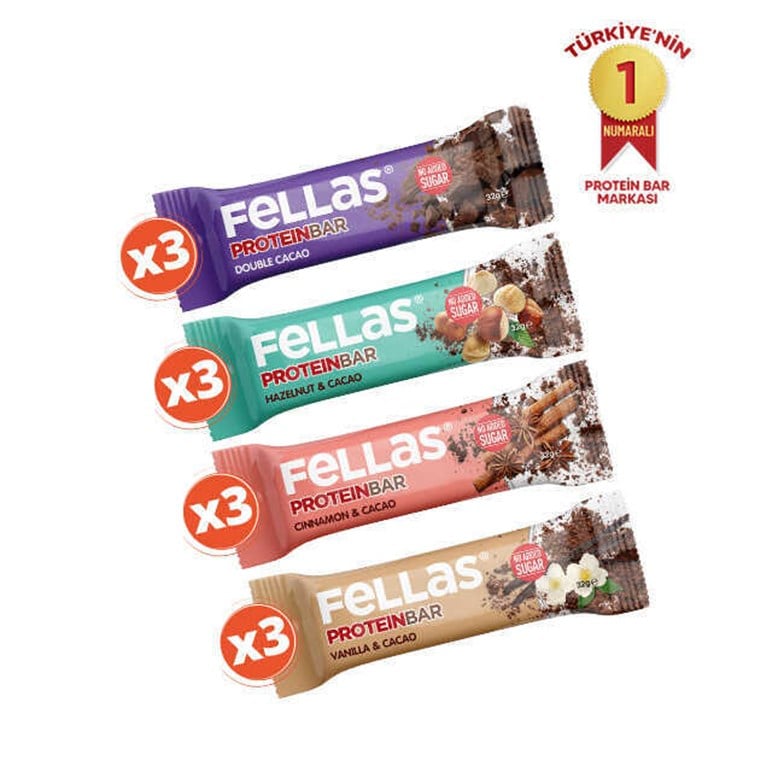 Protein Bar 32g Karma Kutu 12 Adet (4 çeşit)