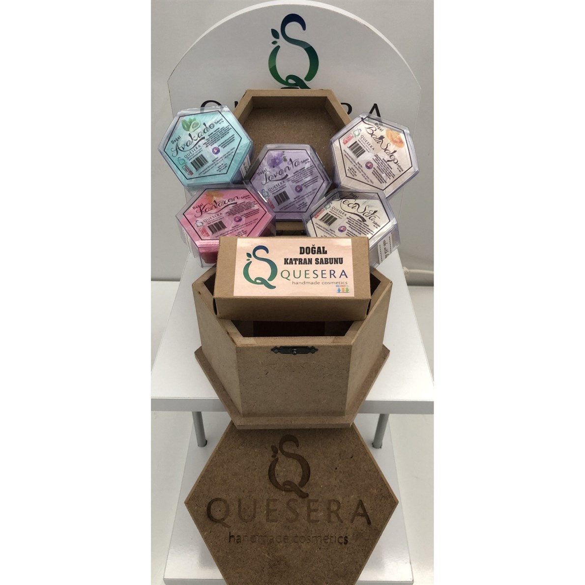 Quesera Handmade Cosmetics %100 Doğal 6'lı Sabun Seti - Ahşap Kutu