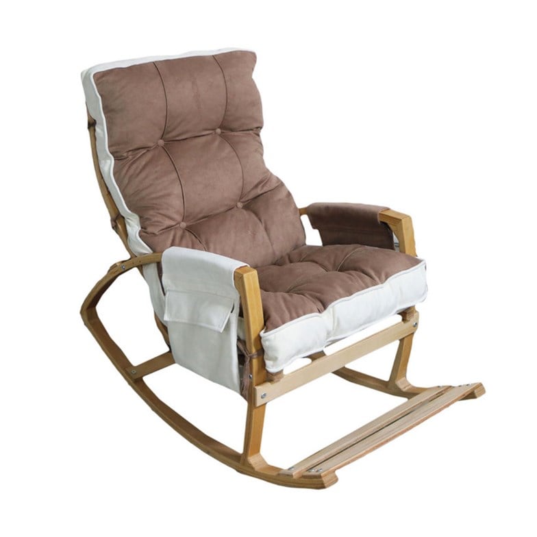 Reyo Home Efes Lüks Çift Minderli Sallanan Sandalye Tv Koltuğu Kahve/Krem