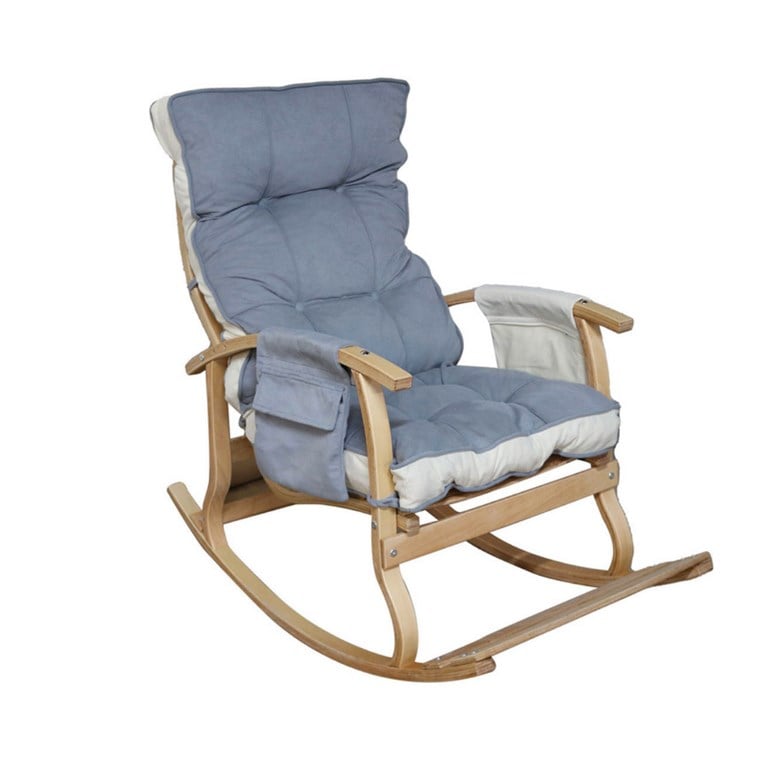 Reyo Home Lidya Lüks Çift Minderli Sallanan Sandalye Tv Koltuğu Gri/Krem