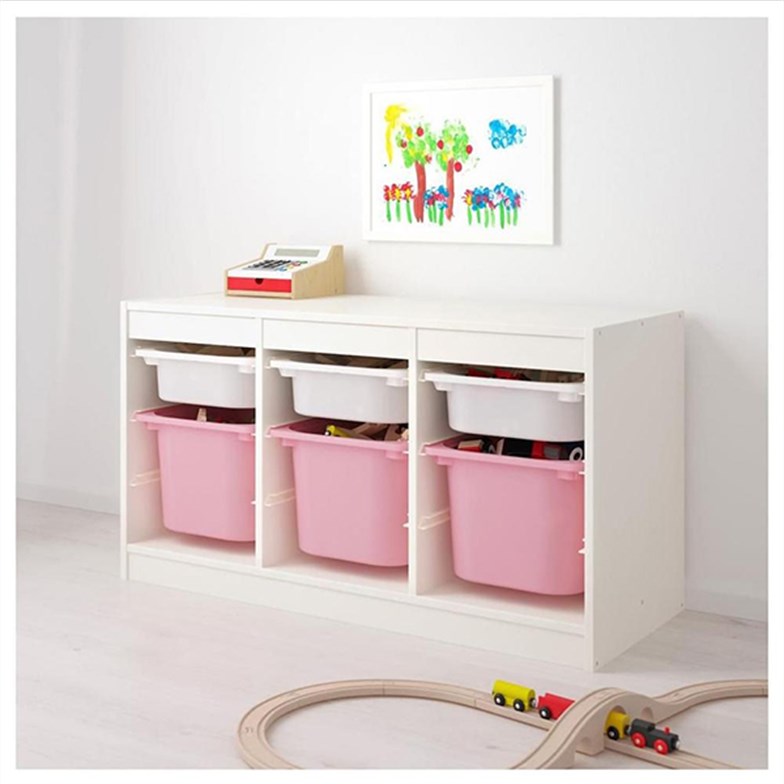 Vip Home Montessori Oyuncak Dolabı Trofast Saklama Düzenleme Ünitesi VPS-03  Pembe Beyaz | Ereyon