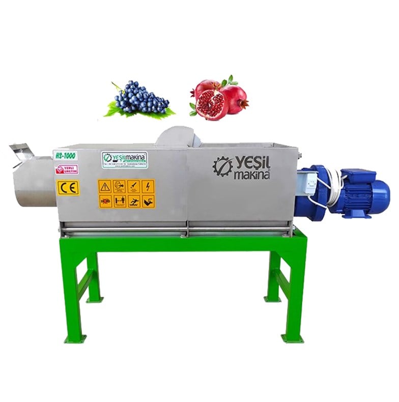 Yeşil HS1000 220w 1000kg/s Helezonlu Şıra Makinası Üzüm Sıkma Makinası