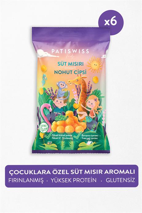 Çocuklara Özel Süt Mısır Aromalı Nohut Cips Seti 50g x 6 Adet