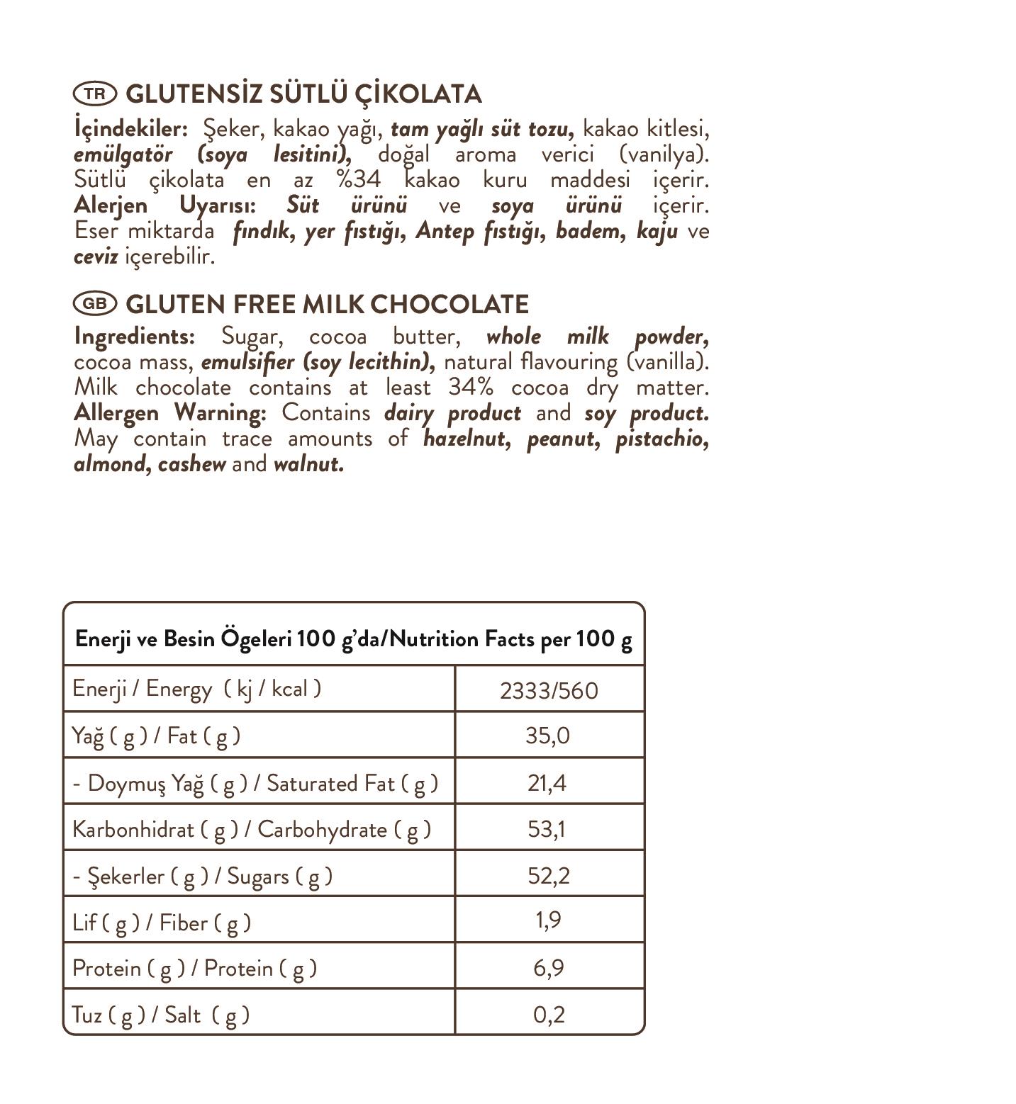 Gluten Free Milk Chocolate