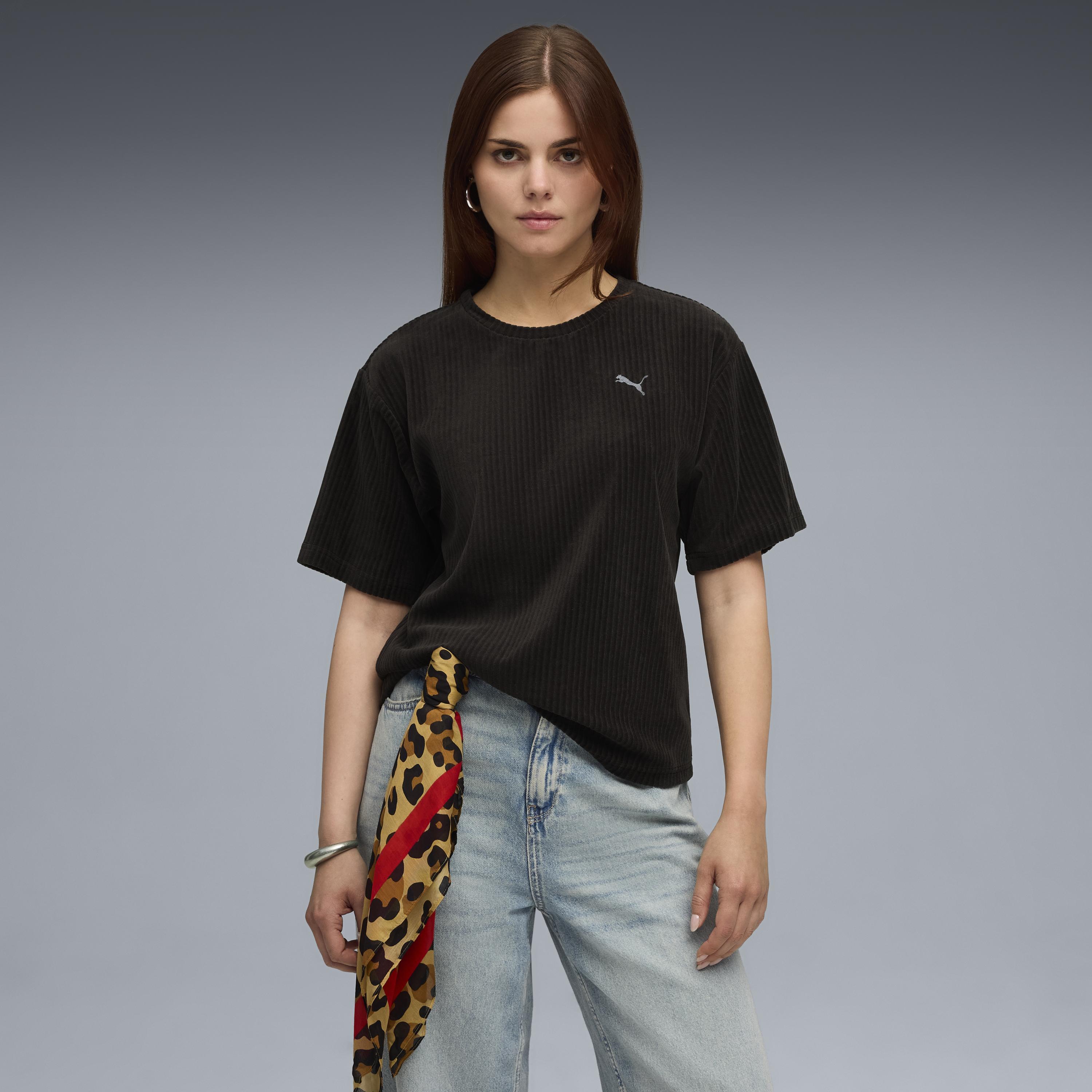 Puma Ess Elevated Velour Tee Kadın Yetişkin T-shirt