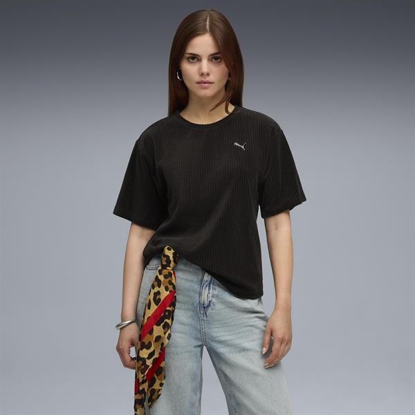 Puma Ess Elevated Velour Tee Kadın Yetişkin T-shirt