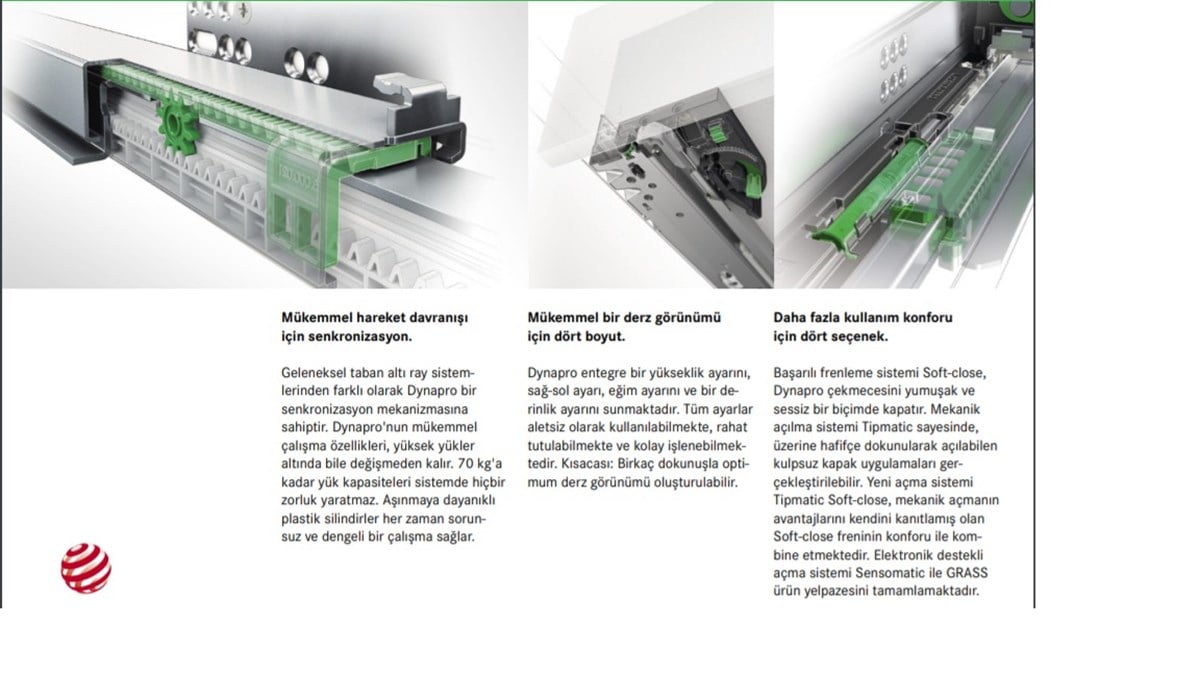 Grass Dwd Xp Metal Yanaklı Bordürsüz Frenli Mobilya Çekmece Rayı