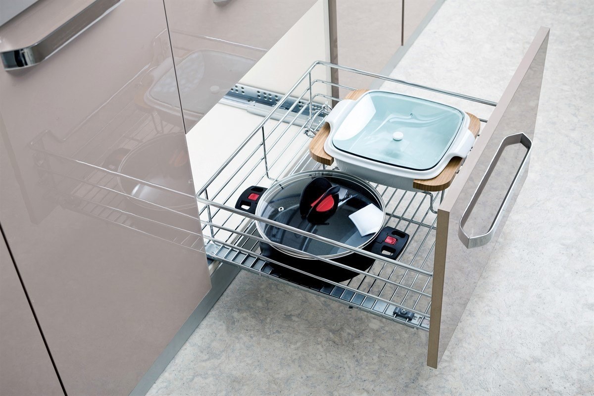 Oscar M3010-19 Kapağa Monte Teleskopik Bilyalı Raylı Krom Çekmece Sepeti