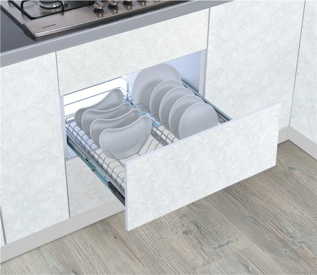 Oscar M3205 Kapağa Monte Teleskopik Raylı Krom Tabaklık 