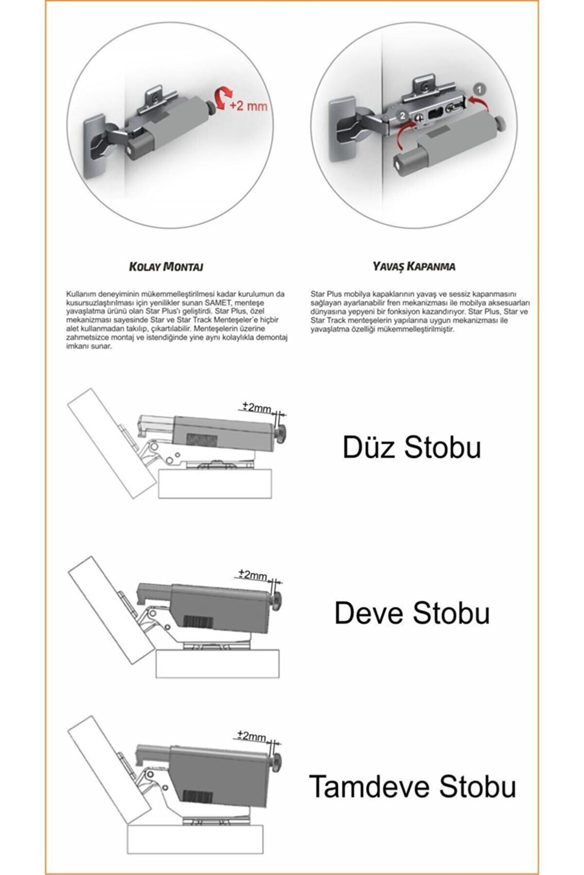 Samet Star Nikel Mobilya Kapak Menteşe Yavaşlatıcı