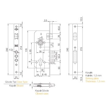 Kale 2000 Silindirli 3 Milli Çelik Kapı Kilidi