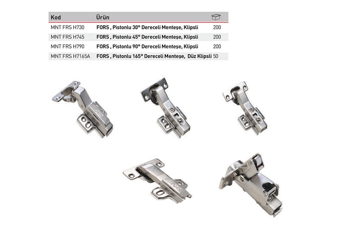 Fors Dereceli Mobilya Kapak Menteşesi