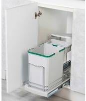 Hemaks HM2664 Teleskopik Raylı Çöp Kovası 270x425x330 Paslanmaz 16+1 Lt.