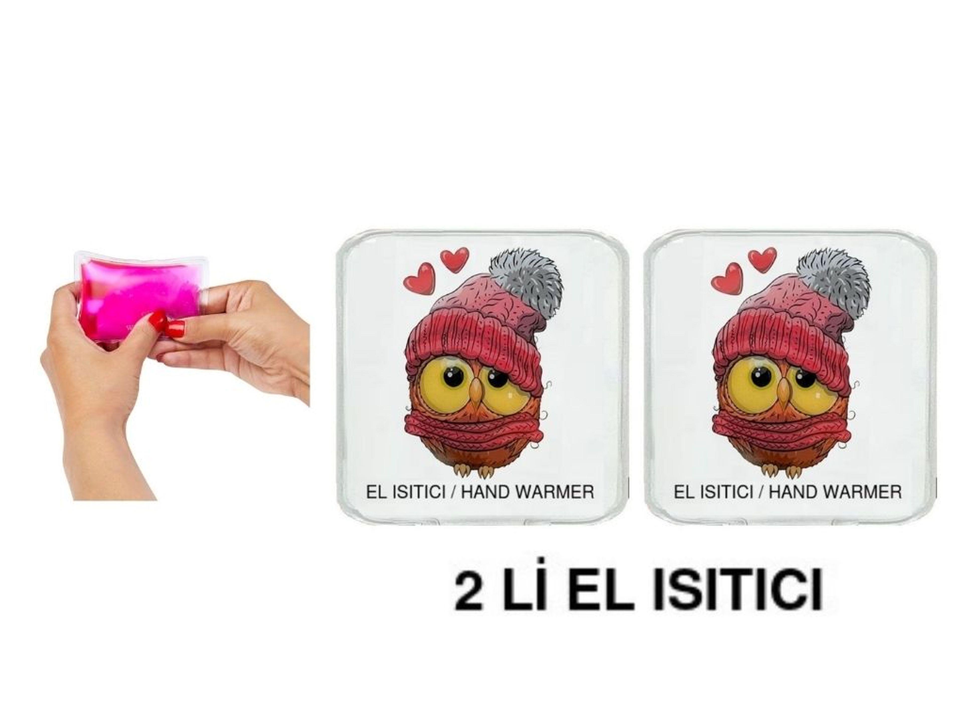 2 Adet Bereli Baykuş Cep Sobası,El Isıtıcı,Sıcak Su Torbası Pvc  10X9,5Cm