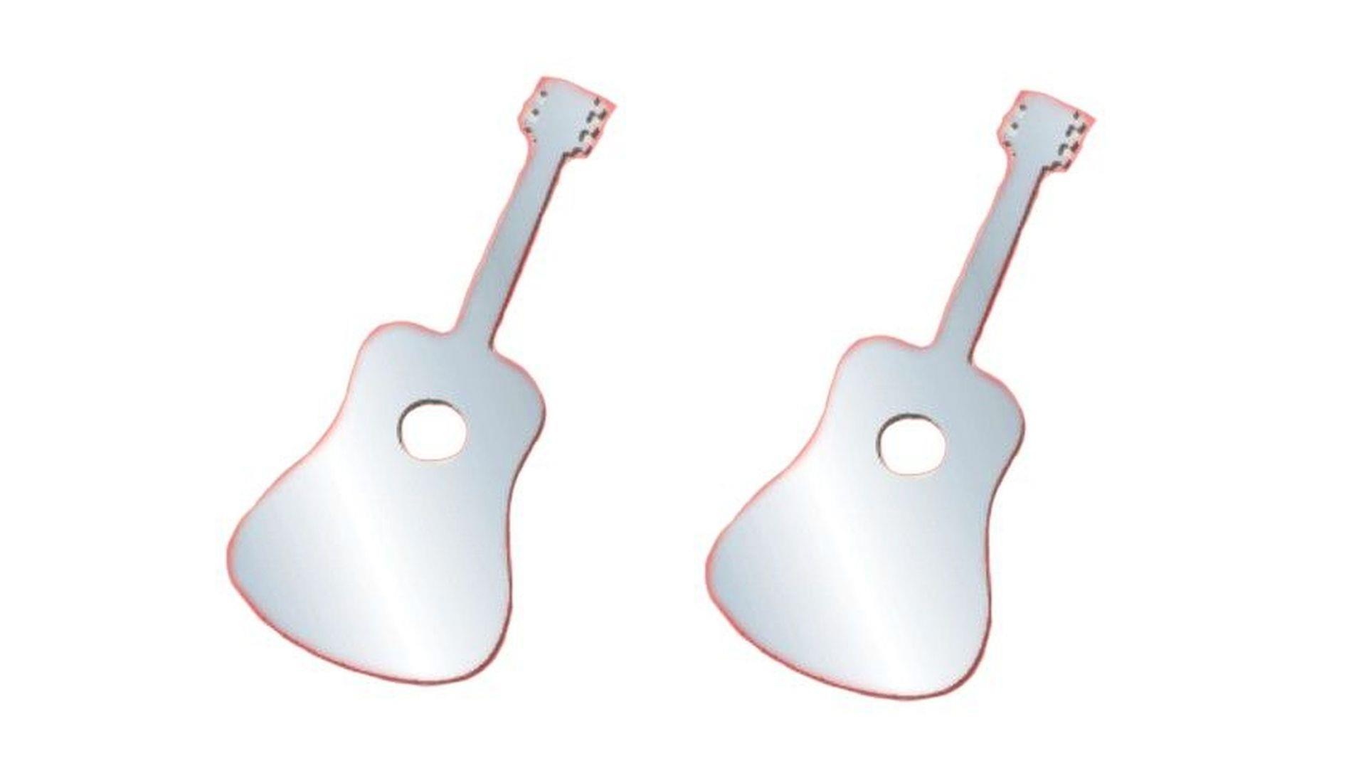 2 Adet Defter Sticker,Laptop Sticker  Aynalı  Gitar Şekilli 34X15X0,6Cm