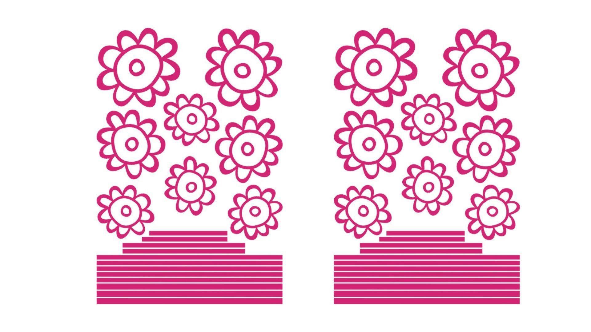 2 Adet Defter Sticker,Laptop Sticker  Pembe Papatyalı Pvc 48X33X0,5Cm