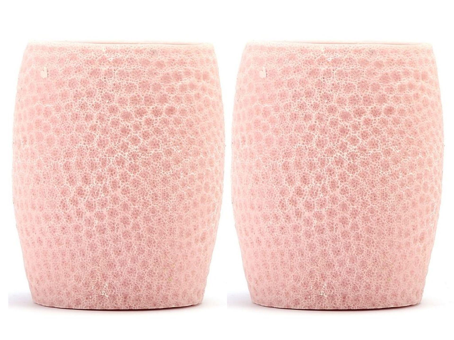 2 Adet Diş Fırçalık,Macunluk Pembe Petek Desenli Poliresin 8X8X10Cm 400Ml Banyo Seti  