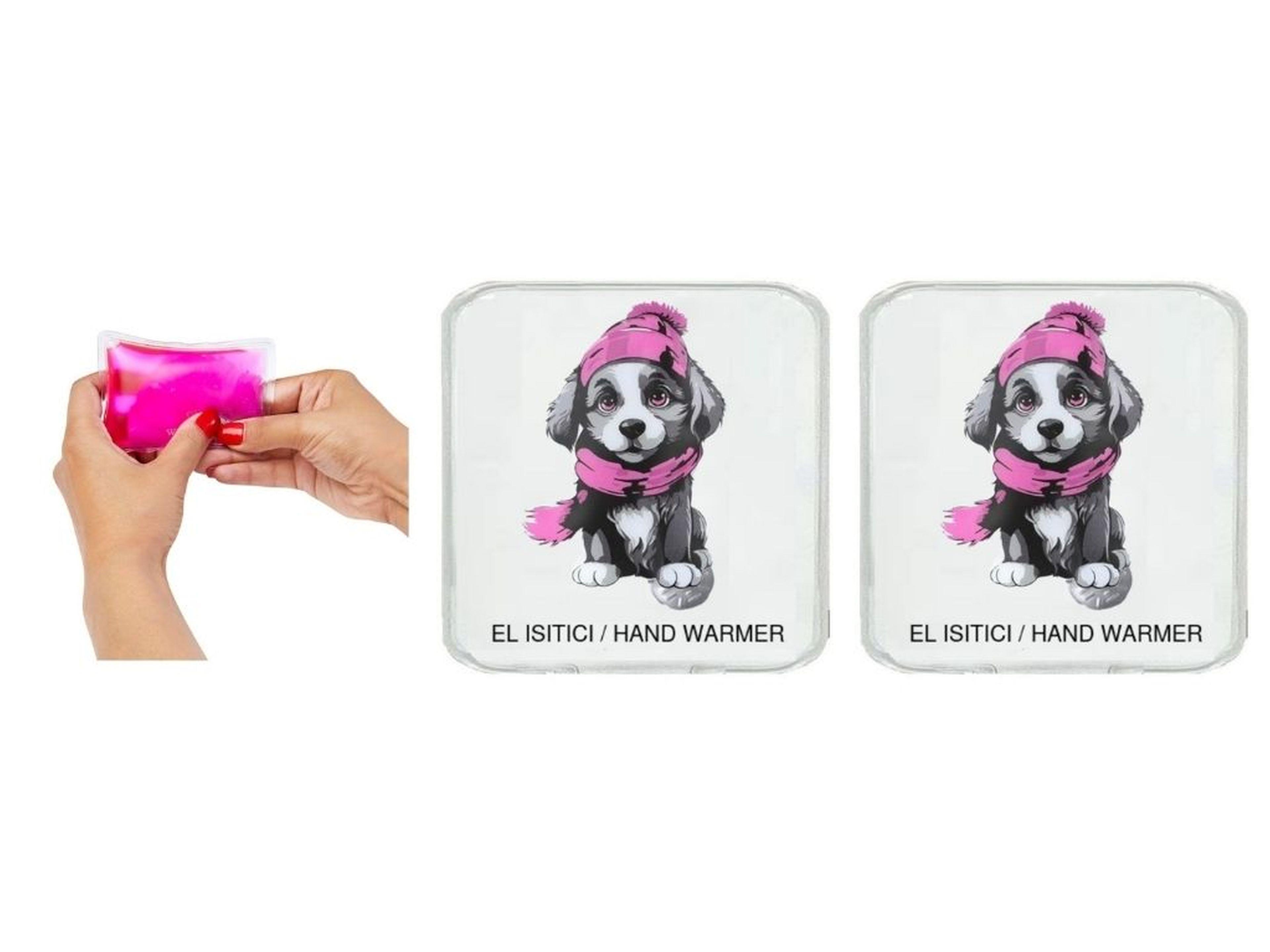 2 Adet Kırmızı Bereli Köpek Cep Sobası,El Isıtıcı,Sıcak Su Torbası Pvc  10X9,5Cm