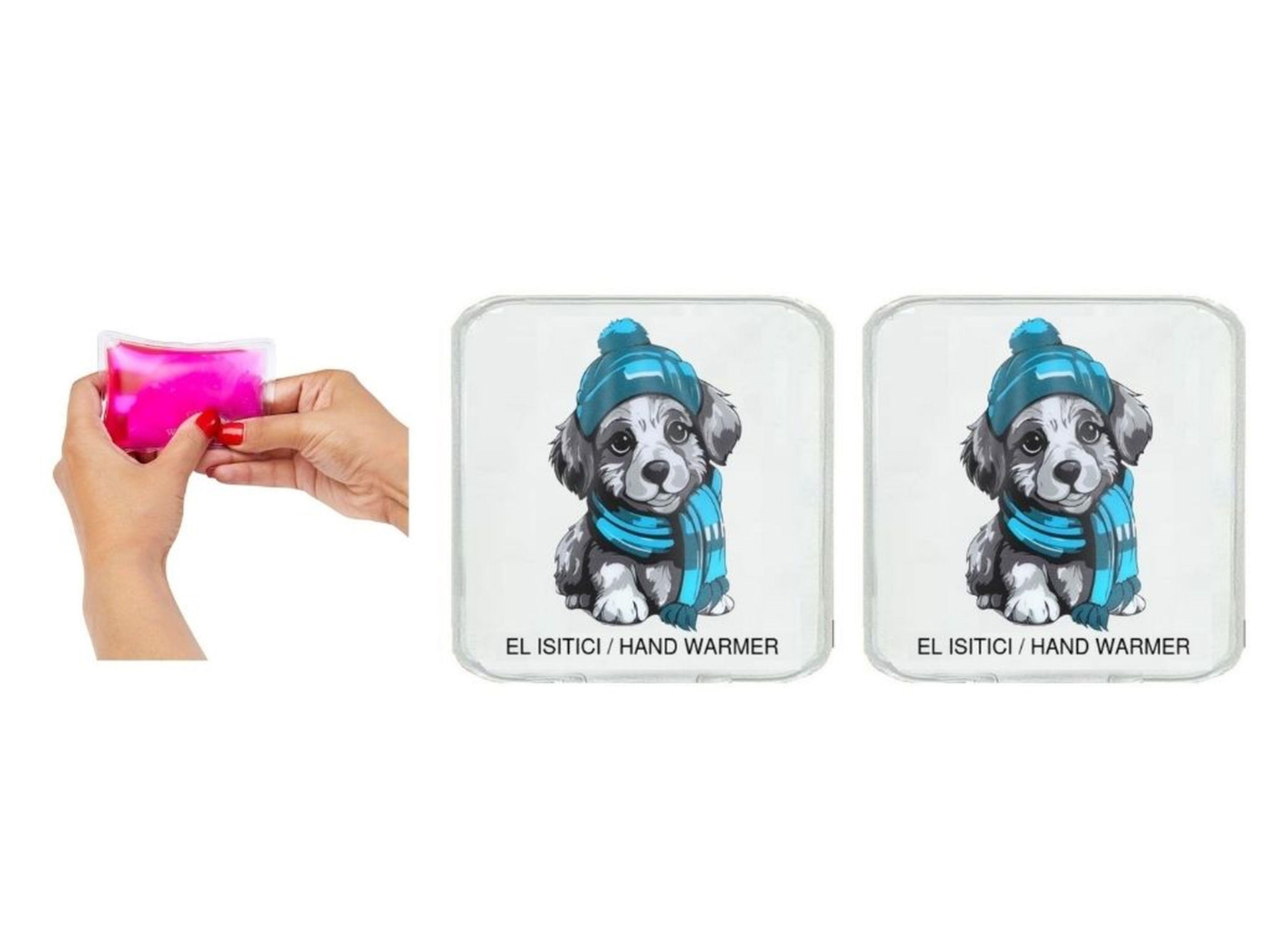 2 Adet Mavi Bereli Köpek Cep Sobası,El Isıtıcı,Sıcak Su Torbası Pvc  10X9,5Cm