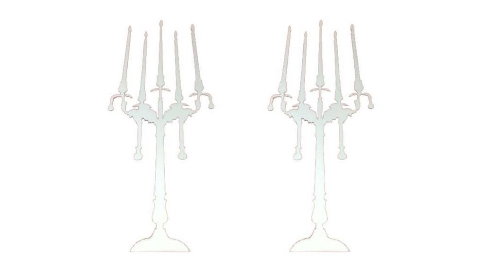 Aynalı Duvar Süsü (Sticker) 2 Adet Şamdan Şekilli 35x20x0,6cm