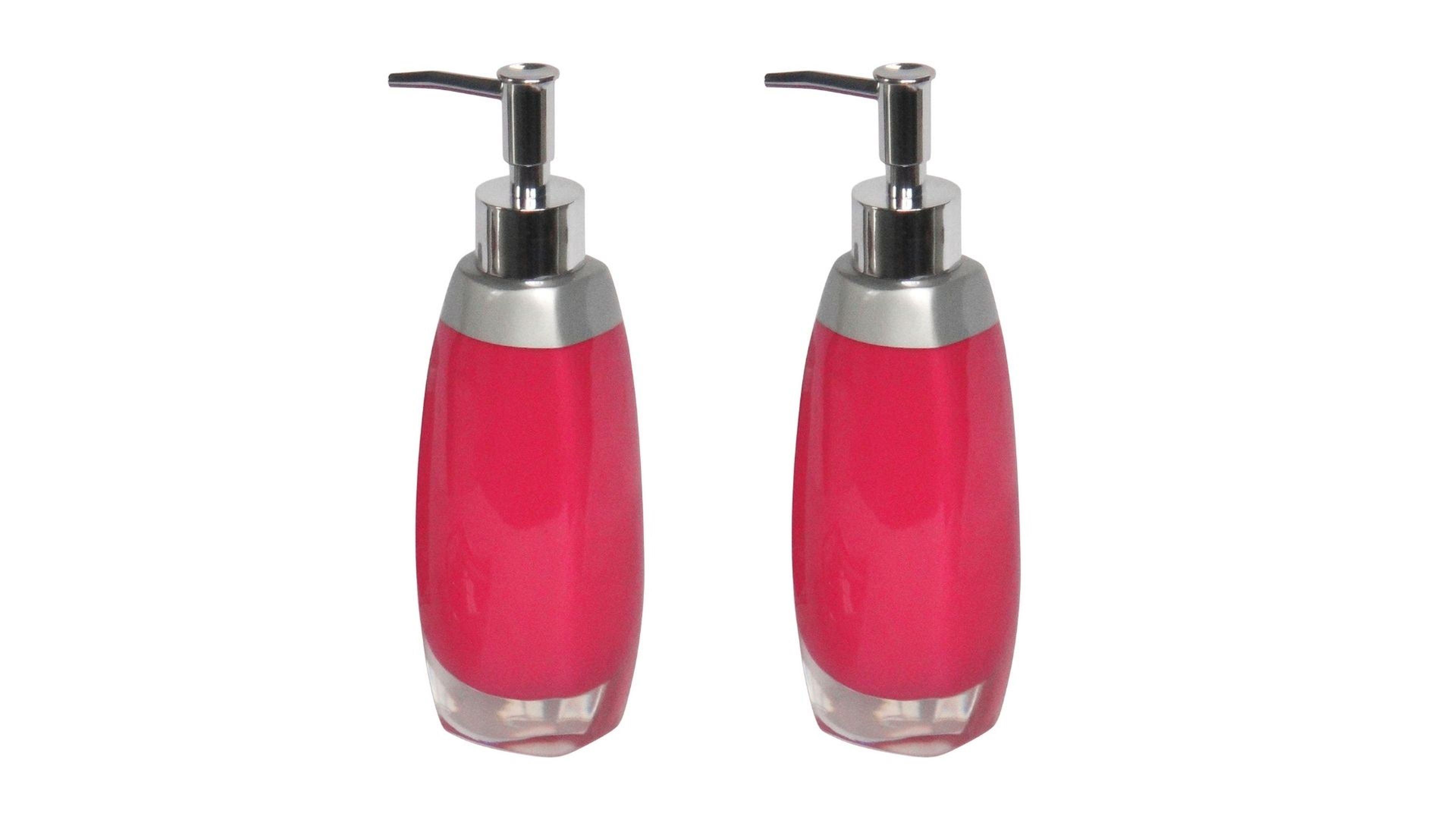 Banyo Seti Sıvı Sabunluk 2 Adet Gri Pembe Model Poliresin 6x5x22cm