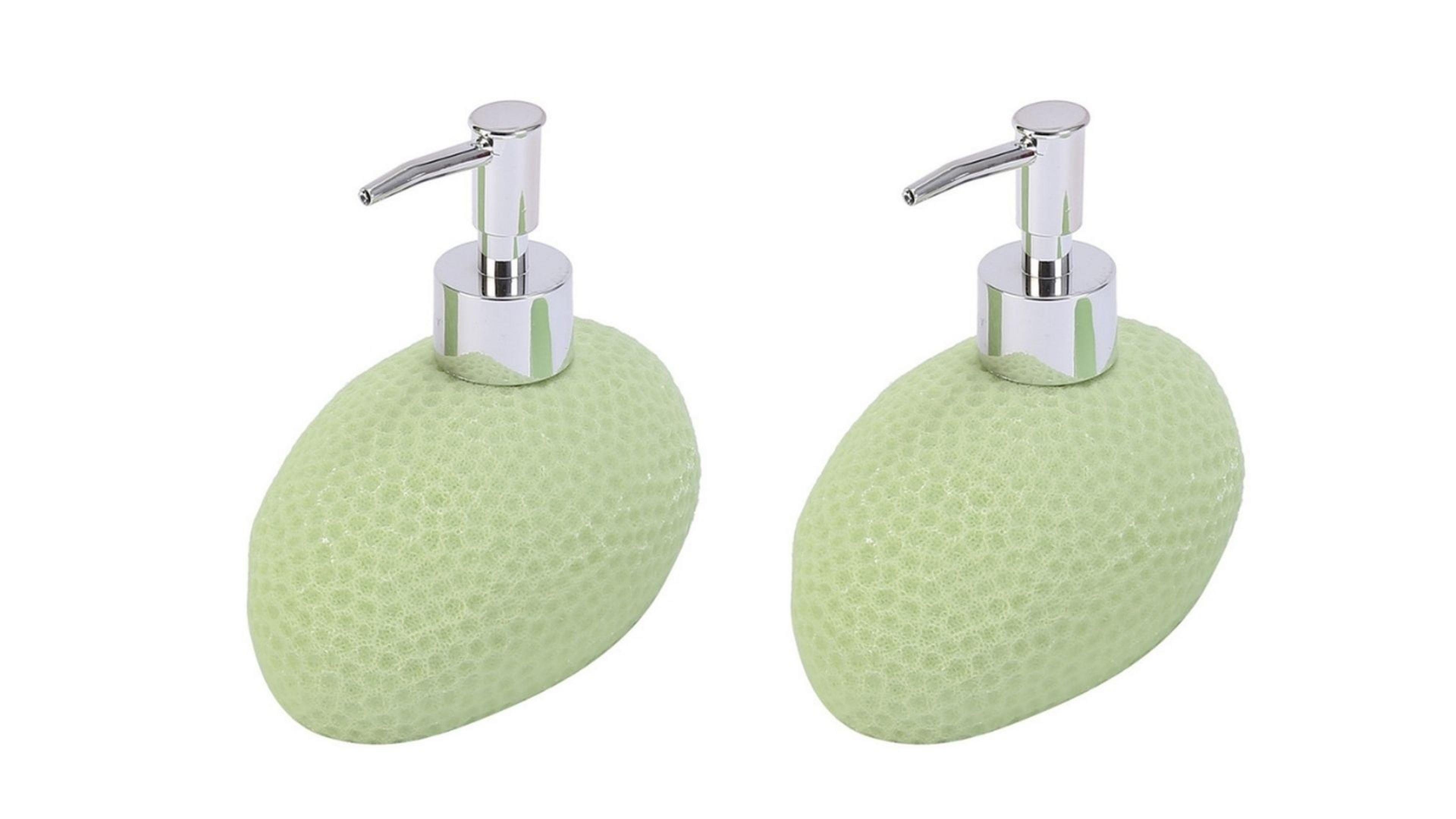 Banyo Seti Sıvı Sabunluk 2 Adet Yeşil Petek Desenli Poliresin 14x8x14cm 400ml