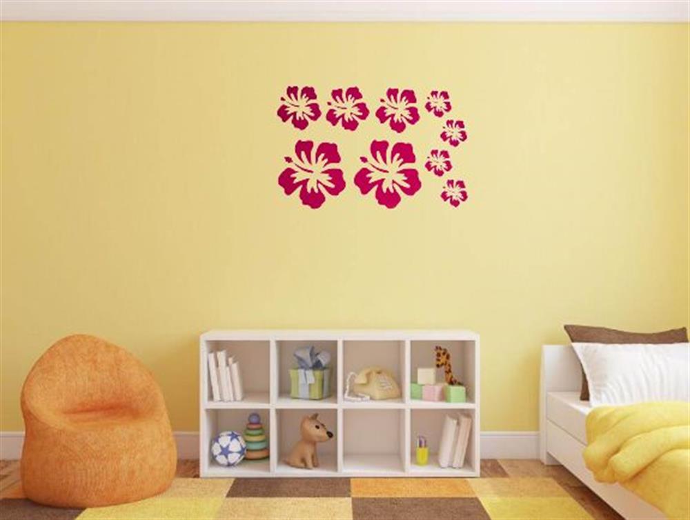 Duvar Süsü (Sticker) 2 Adet Pembe Çiçekli Şeffaf Filmli Pvc 48x33x0,5cm