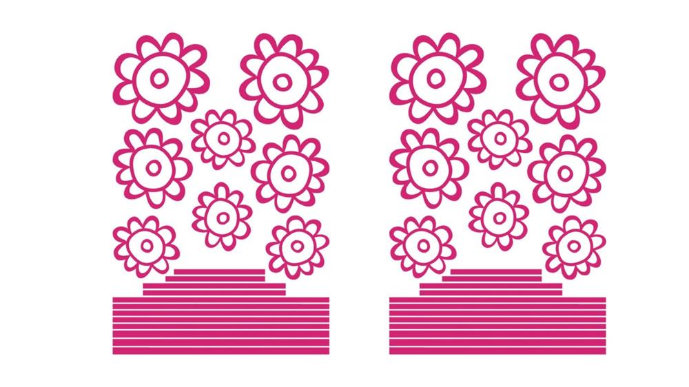 Duvar Süsü (Sticker) 2 Adet Pembe Papatyalı Şeffaf Filmli Pvc 48x33x0,5cm