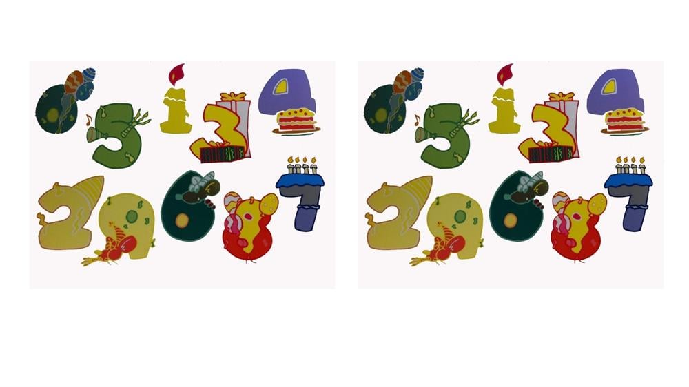 Duvar Süsü (Sticker) 2 Adet Renkli Rakamlı Pvc 48x33x0,5cm