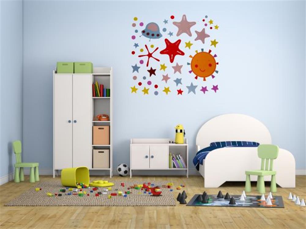 Duvar Süsü (Sticker) Uzaylı Desenli Pvc 70x50x0,5cm