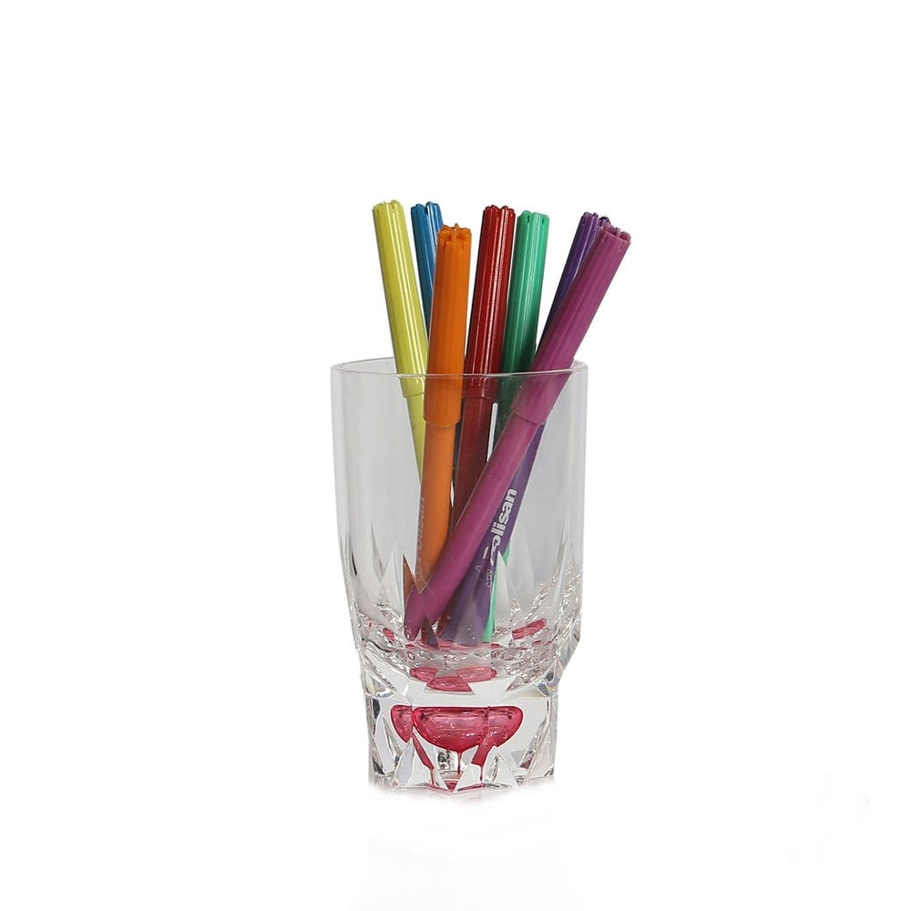 Kalemlik Kristal Damlalı Kırmızı akrilik Ofis Gereci 7x7x13cm 300ml