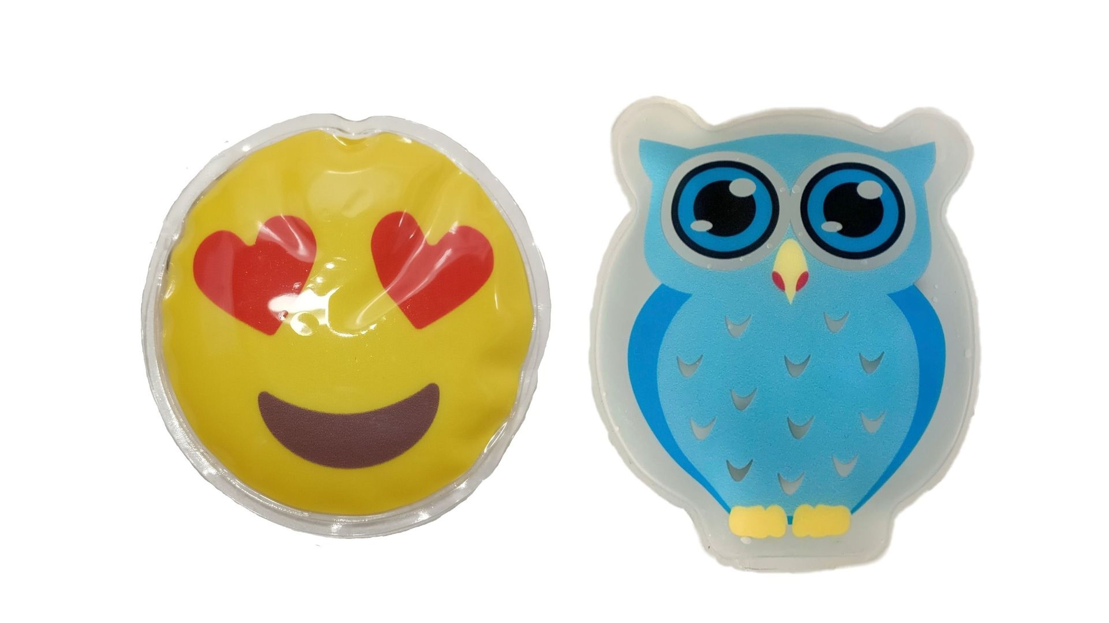Kalp Emoji Mavi Baykuş Cep Sobası,El Isıtıcı,2 Adet Sıcak Su Torbası Pvc  9Cm