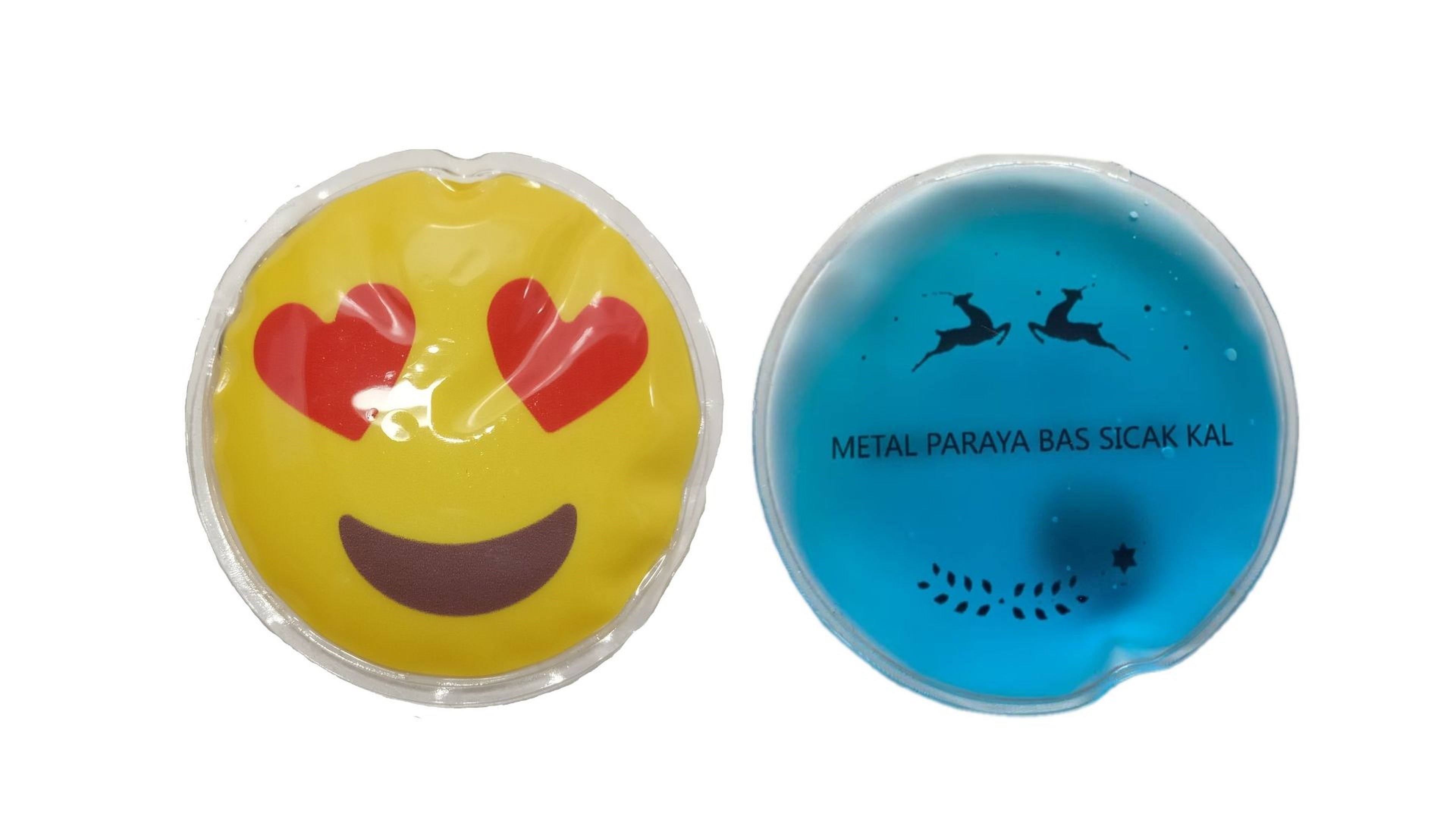 Kalp Emoji Mavi Ceylan Cep Sobası,El Isıtıcı,2 Adet Sıcak Su Torbası Pvc  9Cm