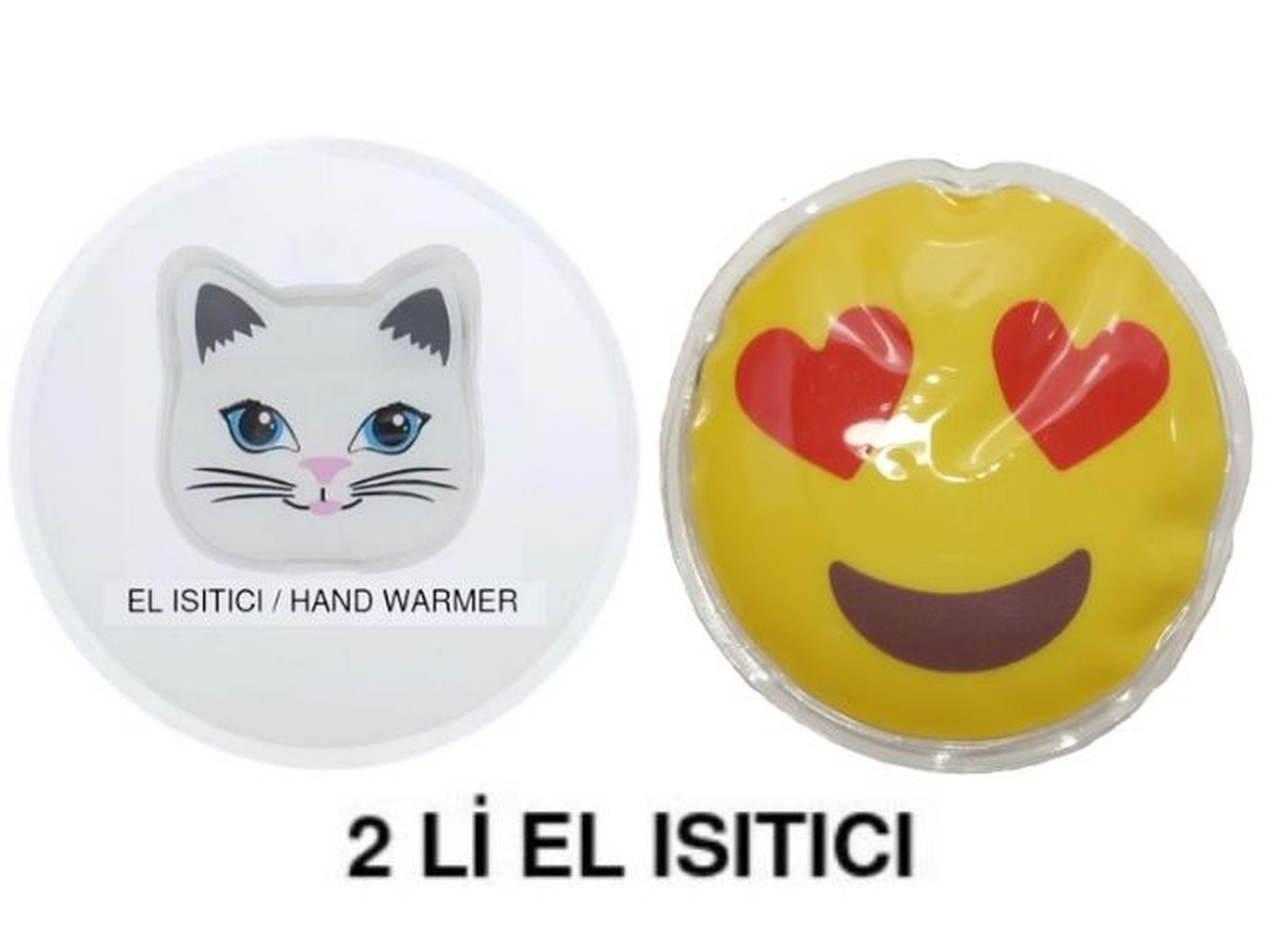 Kalp Emoji,Kedi Cep Sobası,El Isıtıcı,2 Adet Sıcak Su Torbası Pvc  9Cm