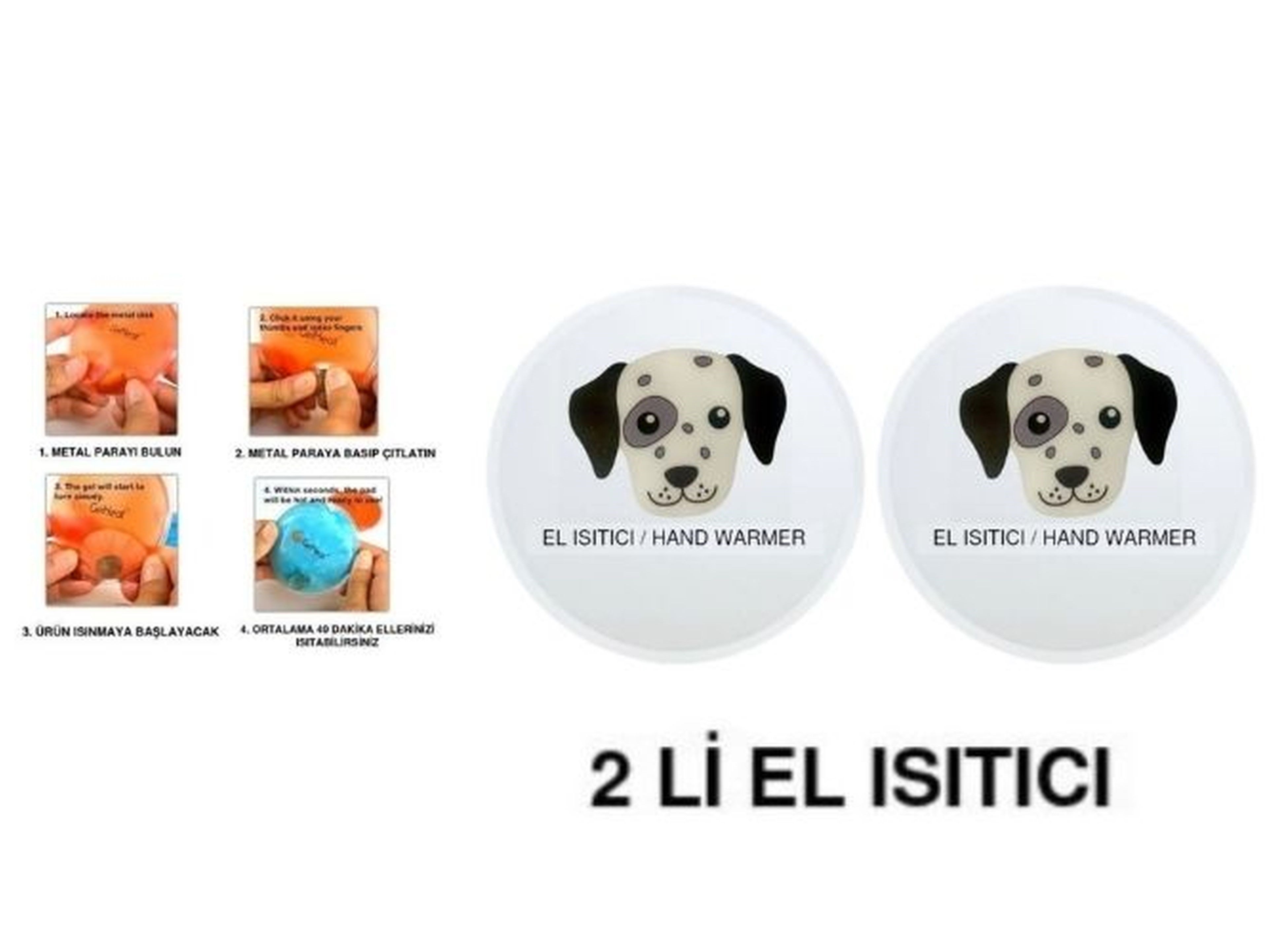 Köpek Cep Sobası,El Isıtıcı,2 Adet Sıcak Su Torbası Pvc  9Cm