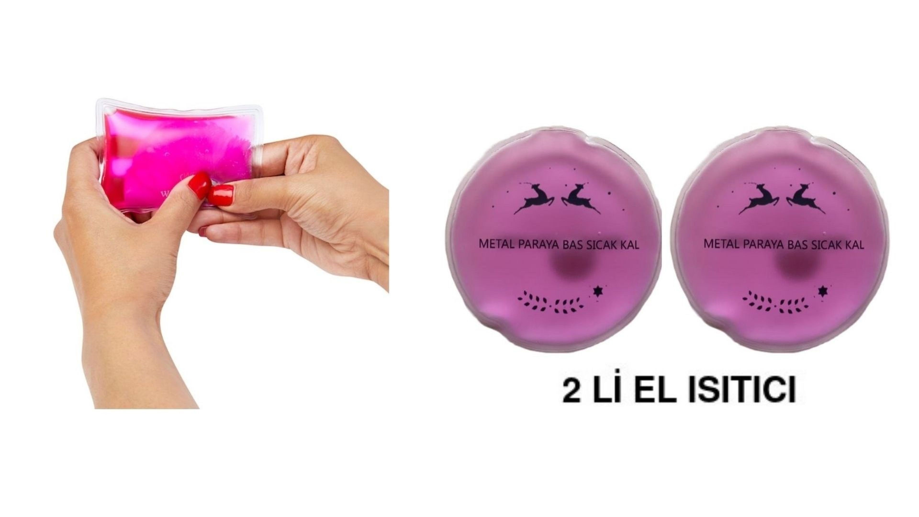 Pembe Ceylan Cep Sobası,El Isıtıcı,İki Adet Sıcak Su Torbası Pvc  9Cm