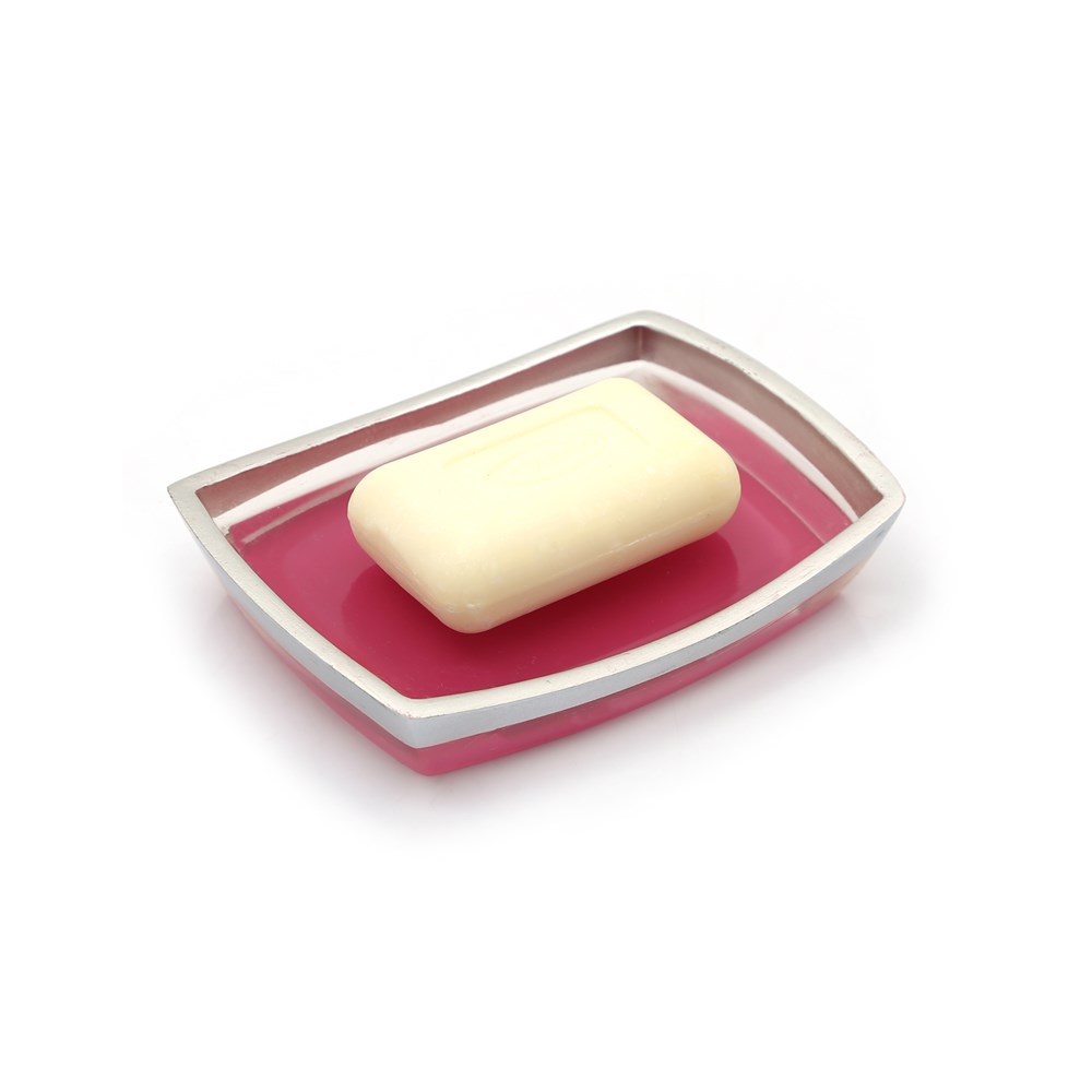 Sabunluk Gri Pembe Poliresin 14x10x2cm