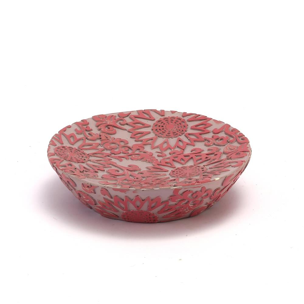 Sabunluk Pembe Örgü Model Poliresin 13x13x2cm