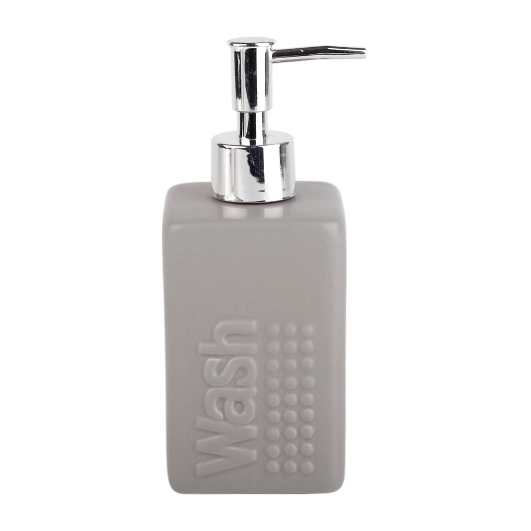 Seramik Sıvı Sabunluk Gri Modern 7X7X17Cm 300Ml Banyo Seti  