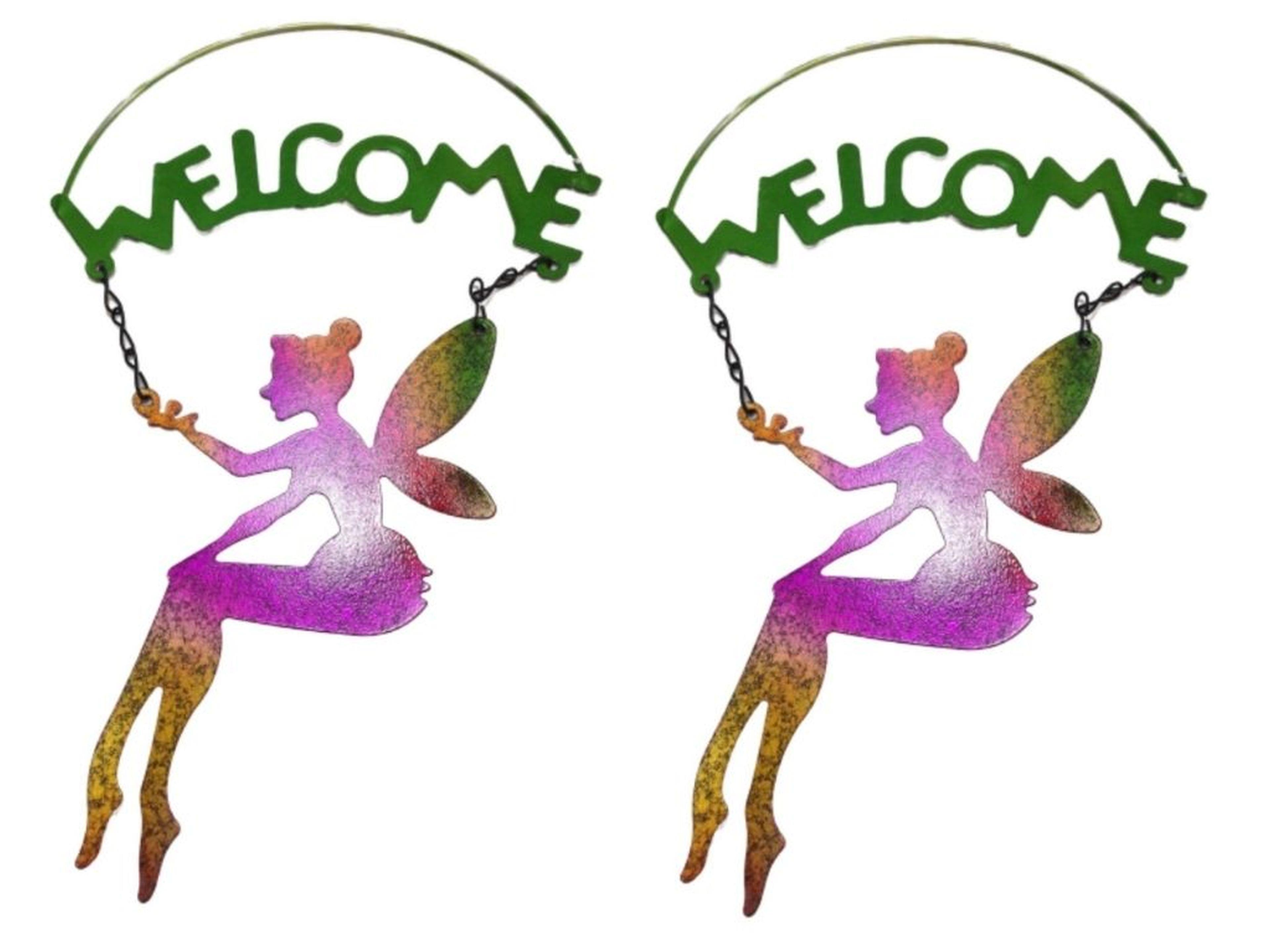 2 Adet Balkon Ve Bahçe Hoşgeldiniz Tabelası,Melek Figürlü 30X18X0,5Cm