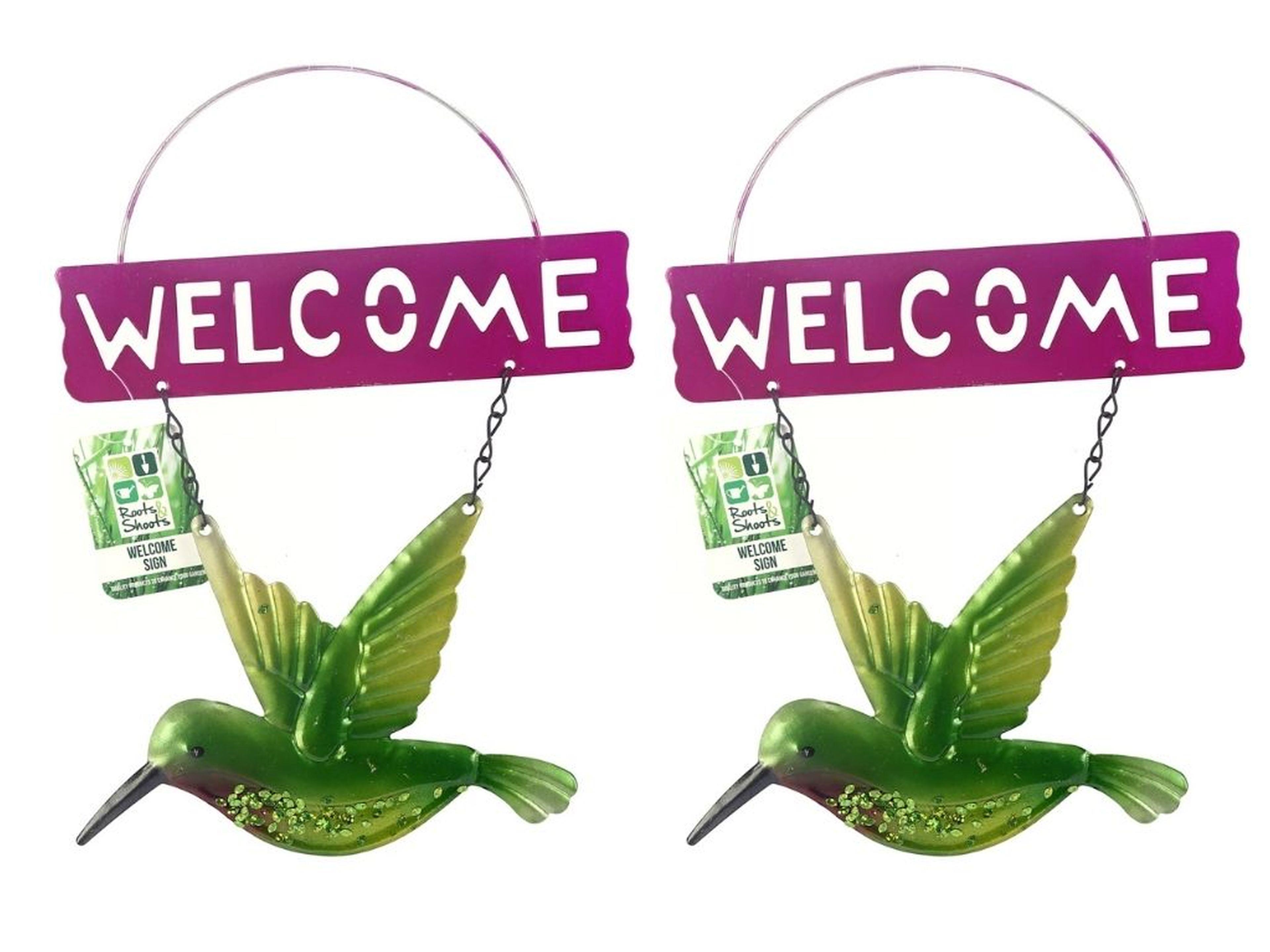 2 Adet Balkon Ve Bahçe Hoşgeldiniz Tabelası Kuşlu Mor Tabela 28X20X0,5Cm  Duvar Süsü Balkon,Bahçe Ve Oda Dekor  Hoşgeldiniz Tablo,Tabela