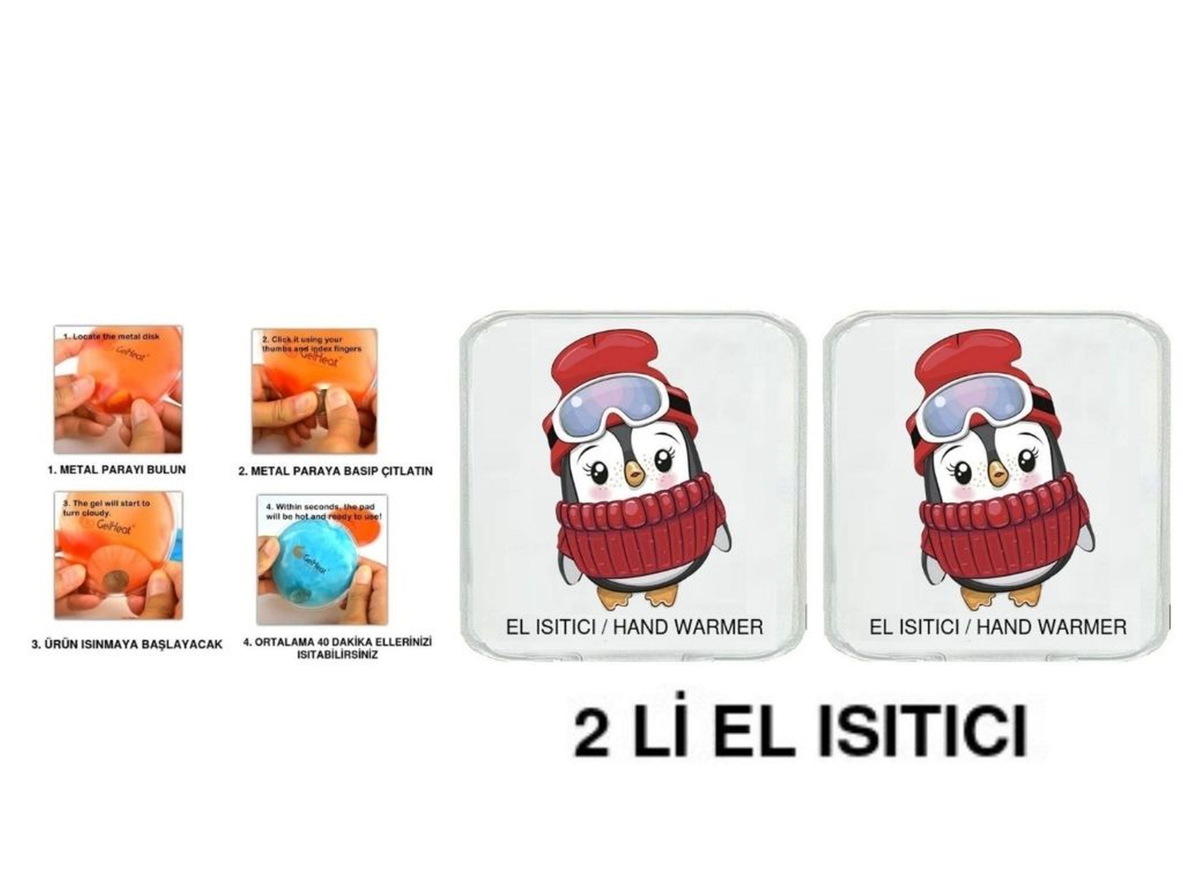 2 Adet Bereli Penguen Cep Sobası,El Isıtıcı,Sıcak Su Torbası Pvc  10X9,5Cm