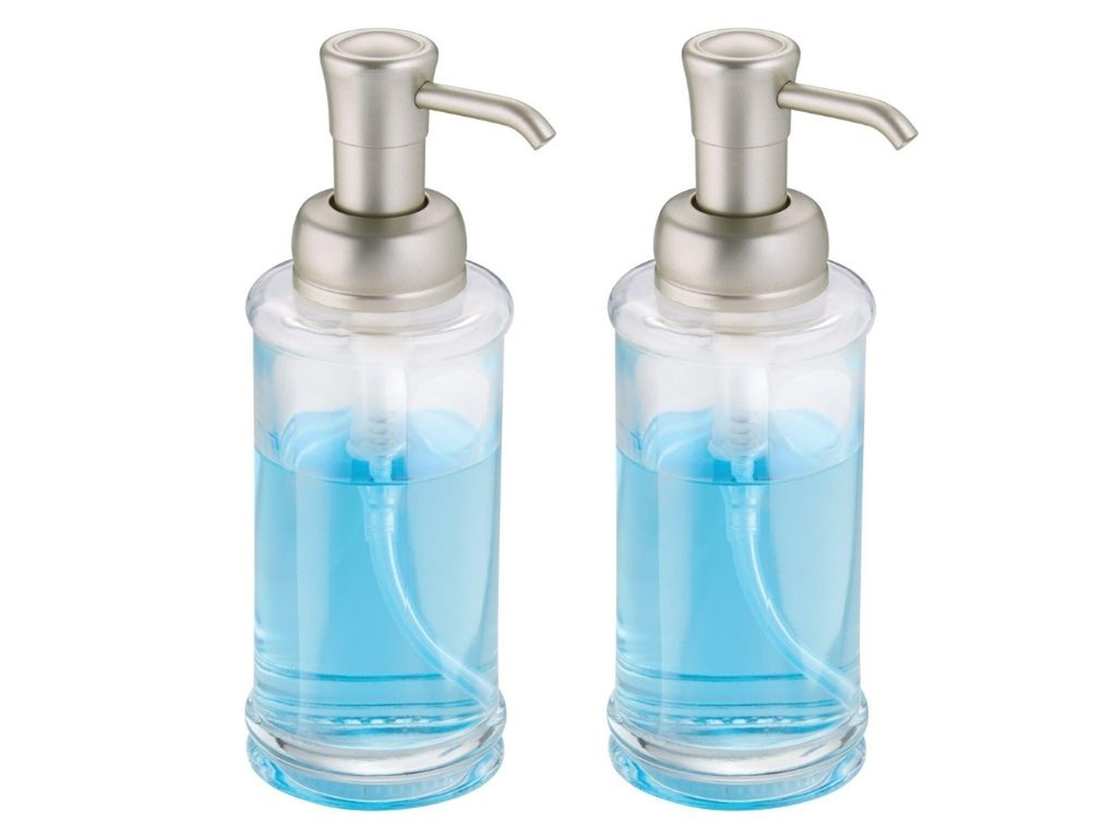 2 Adet Cam Sıvı Sabunluk Şeffaf  7X7X20Cm 325Ml