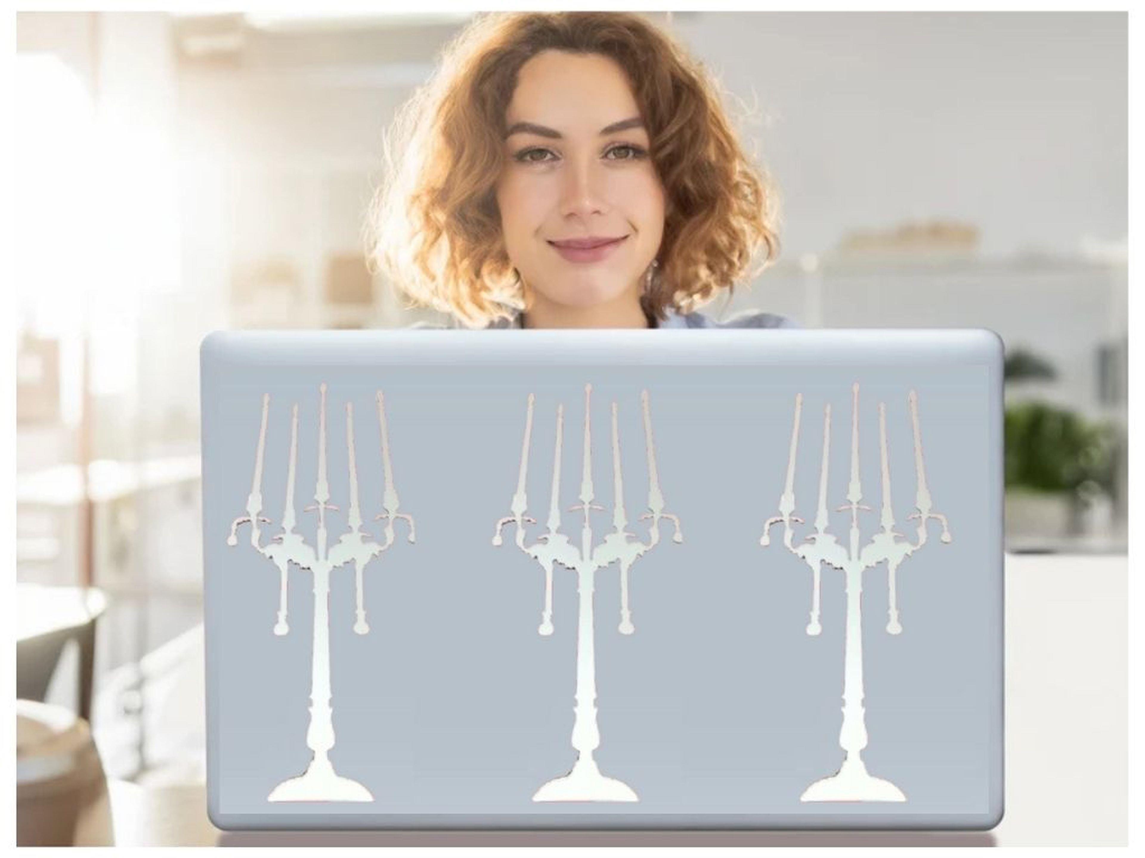 2 Adet Defter Sticker,Laptop Sticker  Aynalı  Şamdan Şekilli 35X20X0,6Cm